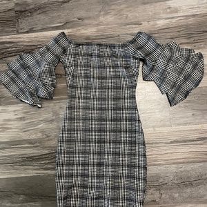 Plaid Off-Shoulder Cocktail Dress